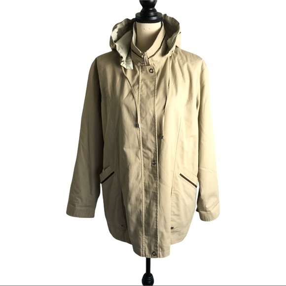 Vintage Jackets & Blazers - Mackintosh New England Removable Hooded High Neck Tan Anorak Jacket Size M